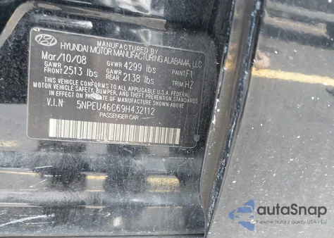 2009 Hyundai Sonata Limited from USA, damaged, VIN 5NPEU46C69H432112
